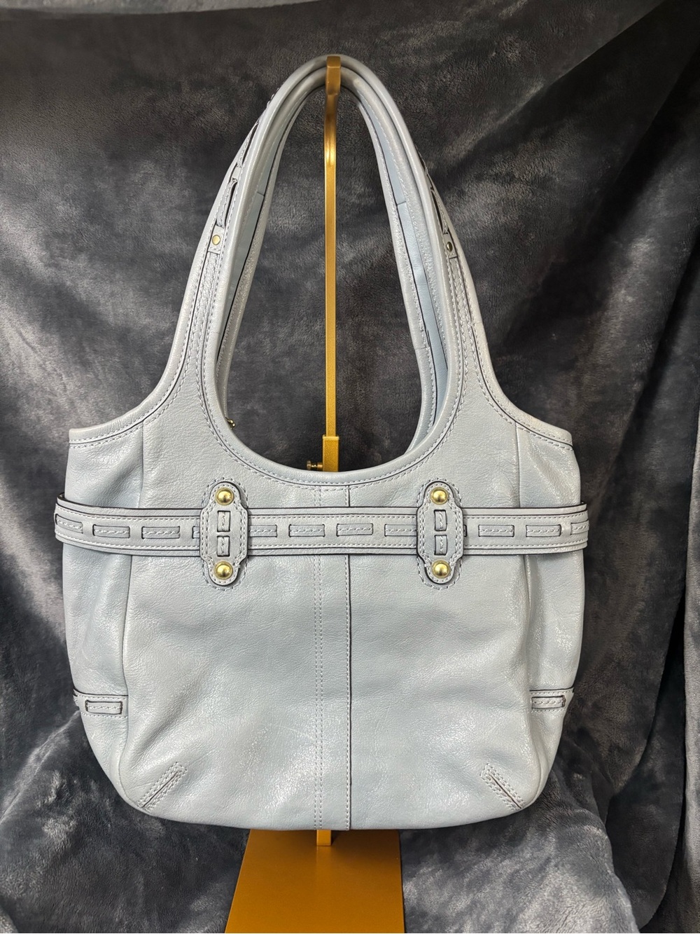 Coach Pleated Ergo Tote Hobo Shoulder Bag Light Blue Z17208 - Picture 2 of 8